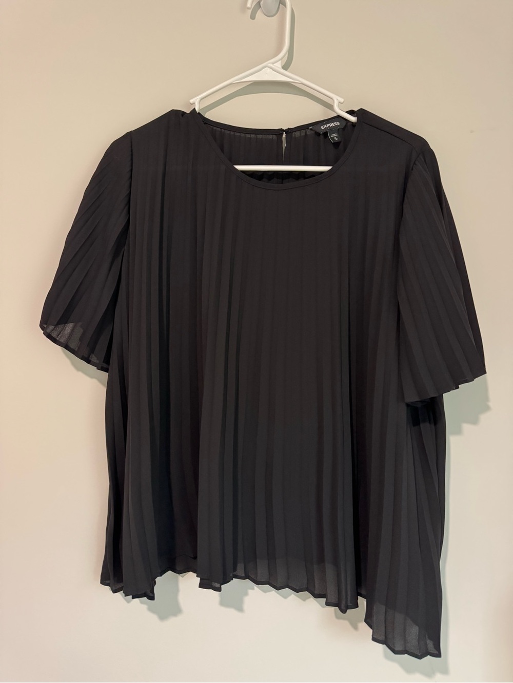 Express Black Pleated Short-Sleeve Blouse